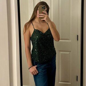 Sequin Cowl Neck Top